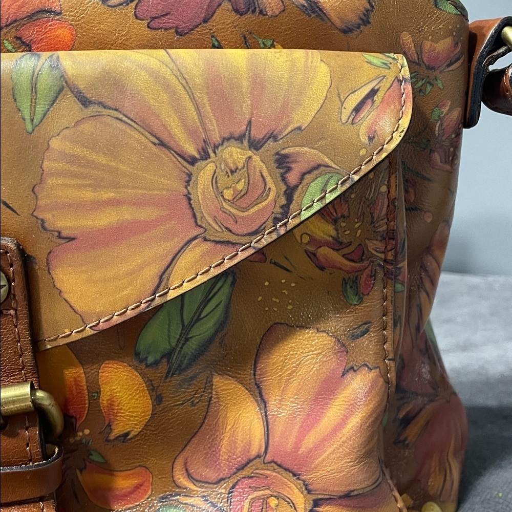 Patricia Nash Floral Brown Leather Women's Bag - Picture 2 of 10